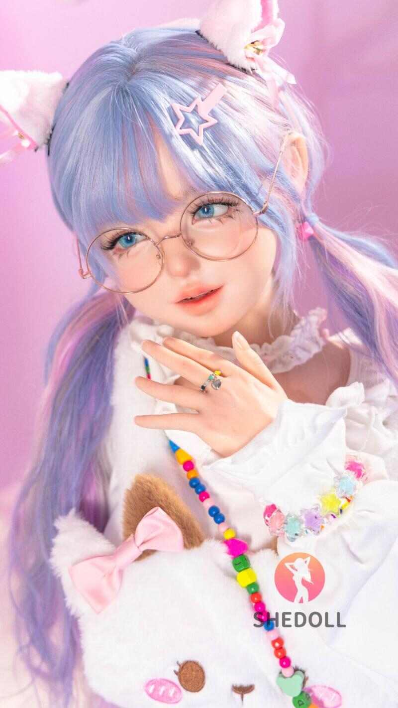 SHEDOLL ヤオヤオ 145cm 爆乳Gカップ 猫耳ツインテール眼鏡娘｜純白ロリータ着衣+ニーソ｜植毛･口腔チャネル･1:1複製｜メロウ体験/二次元嫁